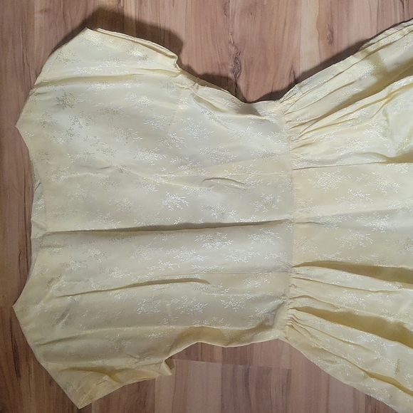 Vintage 50s Yellow Floral Jacquard Swing Homemade S - Picture 3 of 12